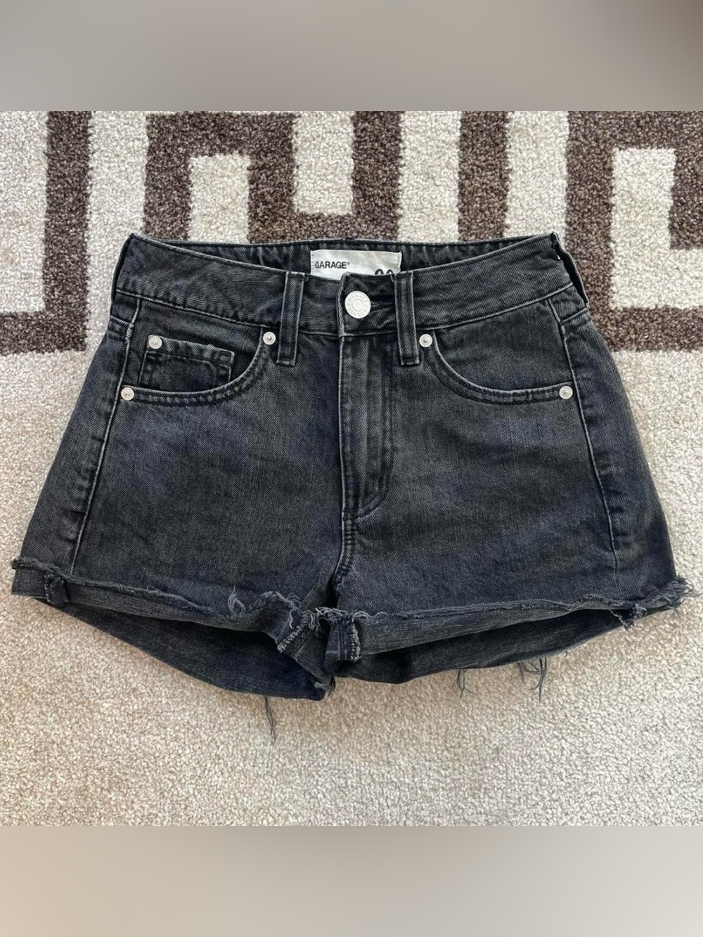 Garage Mom Faded Black Denim High-rise
Cuffed Raw Hems Jean Shorts EUC Size 00